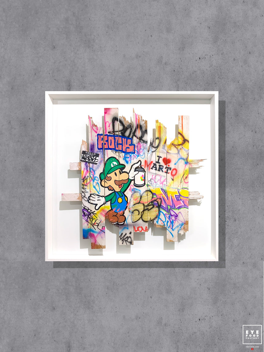 I love Mario - Œuvres Originales - couleur, Graffiti, love, Luigi, Nintendo
