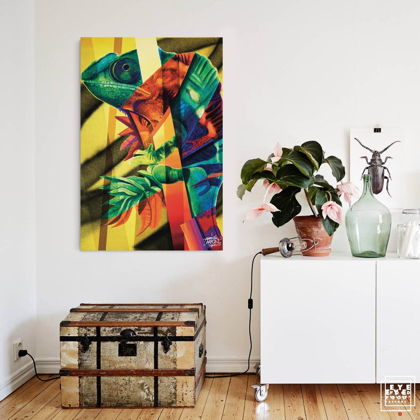 Caméléon - Éditions Limitées - Animaux, Collage, Jaune, Urbain, Vert