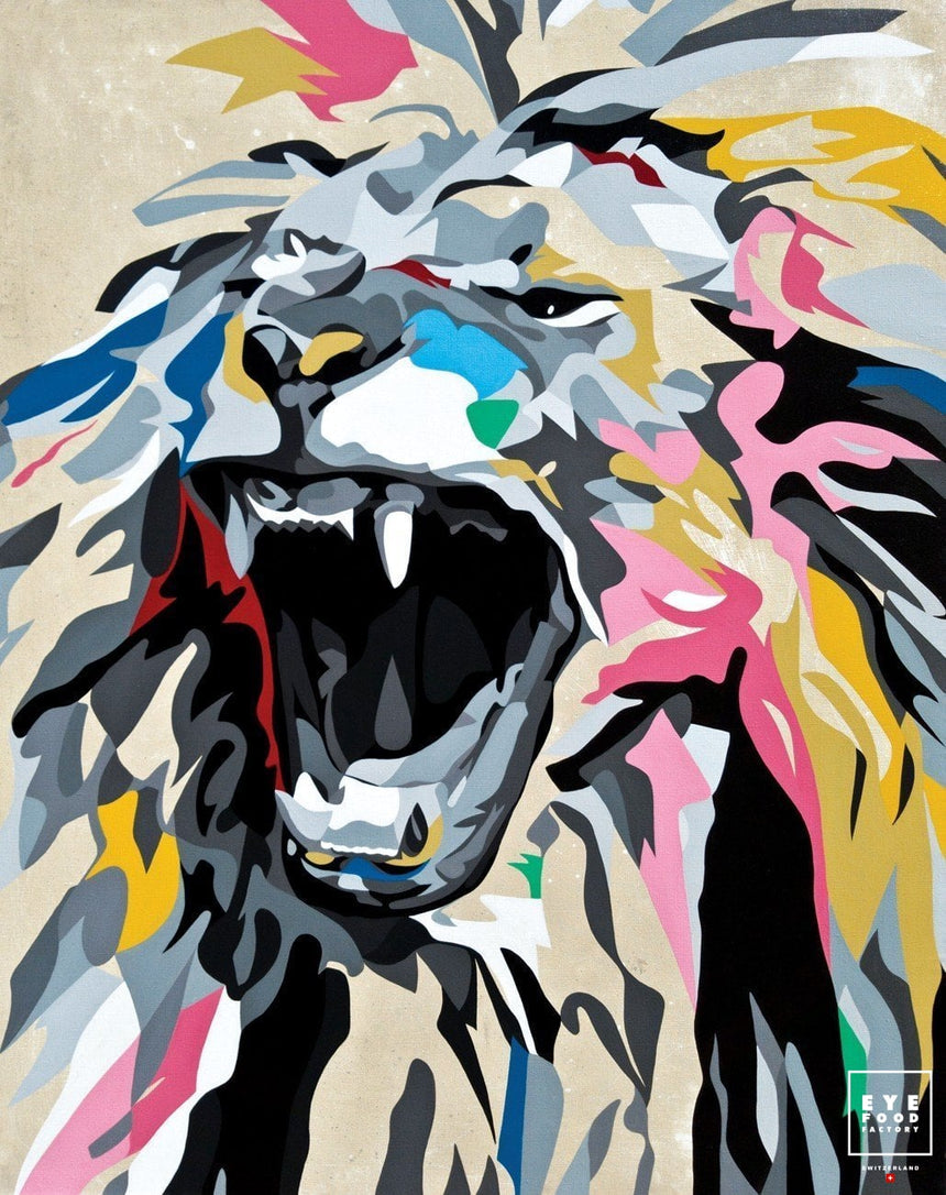 Roaring lion - Éditions Limitées - Animal, Lion, Offline, Rugir, Toile